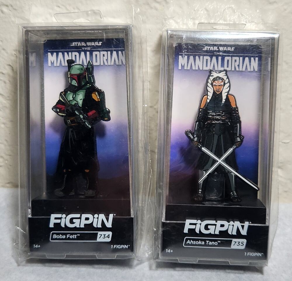 Star Wars The Mandalorian Boba Fett & Ahsoka Tano Figpins Disney New Sealed